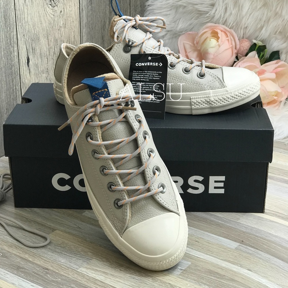 NWT Converse Ctas OX Leather Papyrus W AUTHENTIC - Picture 3 of 9